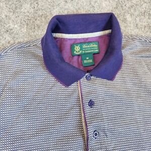 Brooks Brothers St Andrews Links Polo Shirt Men Medium Purple Geometric Golf